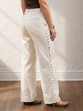 Saddle Row Studded Palazzo Jeans