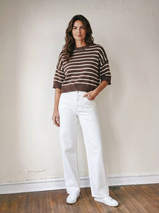 Seaside Stripe Knit Pullover | Brown