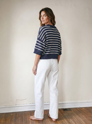 Seaside Stripe Knit Pullover | Dark Navy