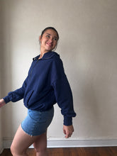 Load image into Gallery viewer, Weekend Getaway Terry Half Zip Hoodie | Navy

