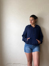 Load image into Gallery viewer, Weekend Getaway Terry Half Zip Hoodie | Navy
