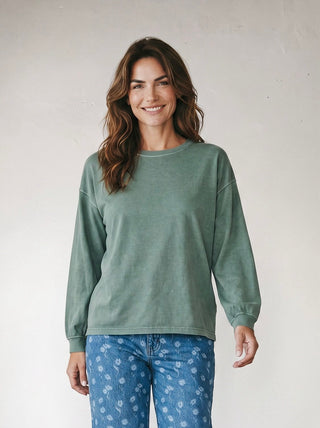 Vintage Wash Cotton Tee | Dusty Green