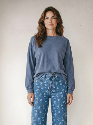 Vintage Wash Cotton Tee | Navy