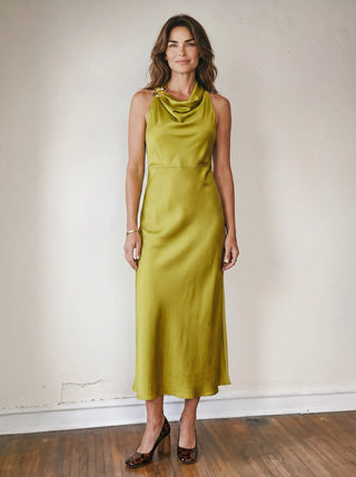 Golden Hour Satin Midi Dress