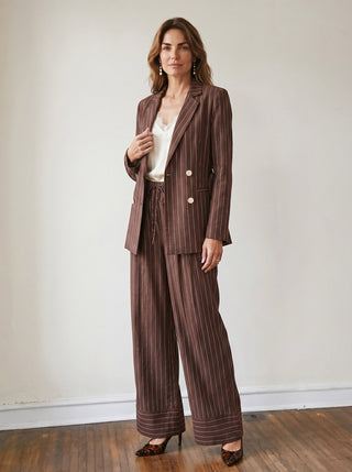 Madeline Pinstripe Wide Leg Trousers