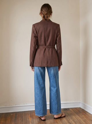 Madeline Pinstripe Belted Blazer