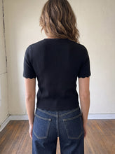 Load image into Gallery viewer, Charlotte Scallop Button Sweater Tee | Black

