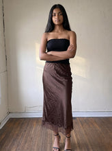 Load image into Gallery viewer, After Dark Satin Midi Skirt | Brown
