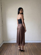 Load image into Gallery viewer, After Dark Satin Midi Skirt | Brown
