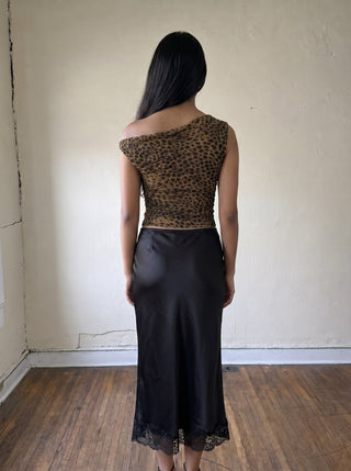 After Dark Satin Midi Skirt | Black
