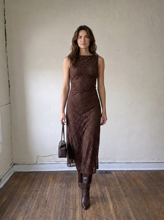 Midnight Romance Textured Lace Midi Dress