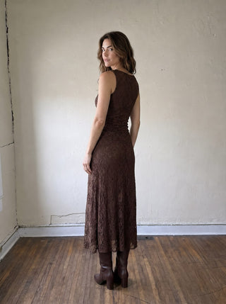 Midnight Romance Textured Lace Midi Dress
