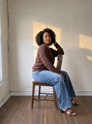 Extended Size Contrast Trim Everyday Sweater | Cocoa