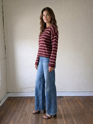 Autumn Avenue Stripe Sweater | Burgundy