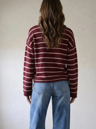 Autumn Avenue Stripe Sweater | Burgundy