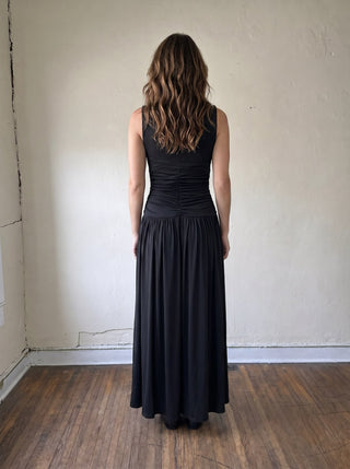 Midnight Flow Ruched Maxi Dress