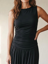 Load image into Gallery viewer, Midnight Flow Ruched Maxi Dress
