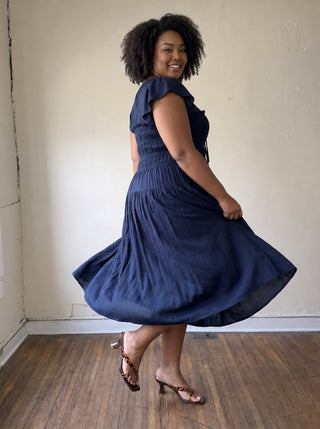 Extended Size Midnight Breeze Smocked Maxi Dress