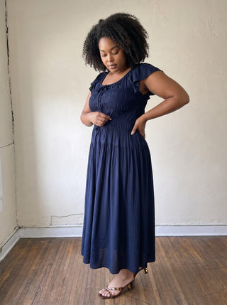 Extended Size Midnight Breeze Smocked Maxi Dress