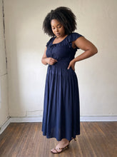 Load image into Gallery viewer, Extended Size Midnight Breeze Smocked Maxi Dress
