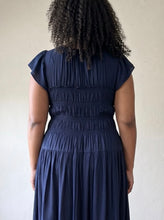 Load image into Gallery viewer, Extended Size Midnight Breeze Smocked Maxi Dress
