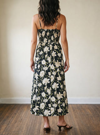 Moonlit Garden Smocked Midi Dress