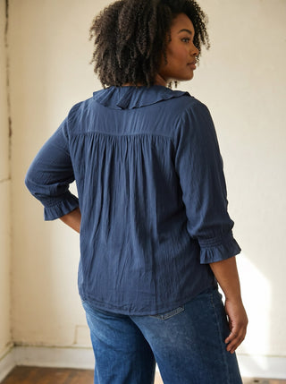 Extended Size Willow Ruffle Pintuck Blouse