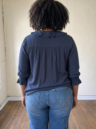 Extended Size Willow Ruffle Pintuck Blouse