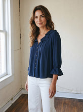 Load image into Gallery viewer, Blue Hour Ruffle Blouse
