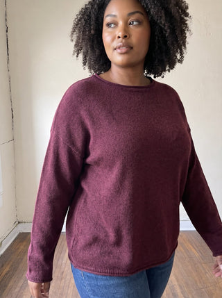 Extended Size Raw Edge Textured Pullover | Oxblood