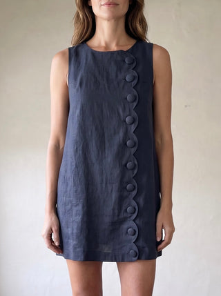 Margot Scalloped Linen Mini Dress