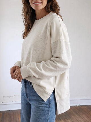 Color block oversized top by SUNDAY EDITION BY LE LIS, featuring relaxed fit and vibrant color blocking details.