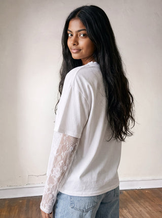 Lace & Layer Essential Tee | White