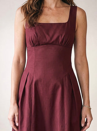 Bordeaux Evening Midi Dress
