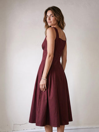 Bordeaux Evening Midi Dress