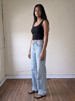 Just Black Denim Stretchy Wide Leg Jeans | Light Wash