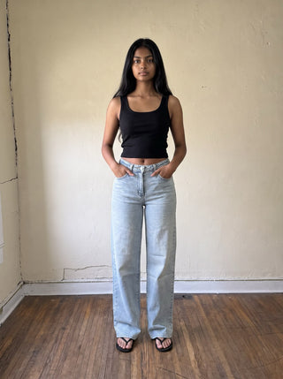 Just Black Denim Stretchy Wide Leg Jeans | Light Wash