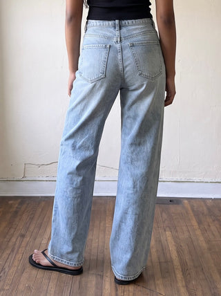 Just Black Denim Stretchy Wide Leg Jeans | Light Wash