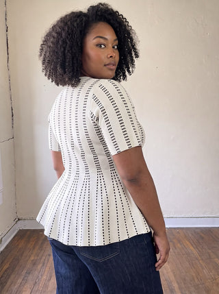 Extended Size City Lights Peplum Sweater