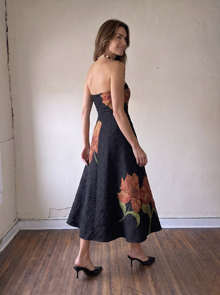 Autumn Bloom Jacquard Midi Dress