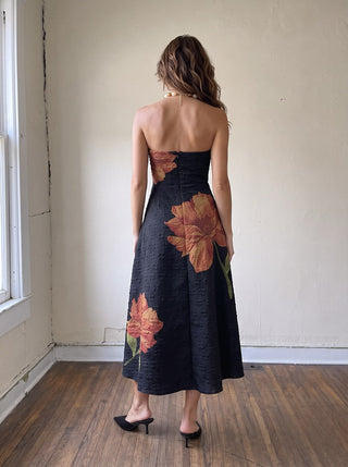 Autumn Bloom Jacquard Midi Dress