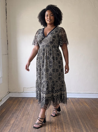 Extended Size Moonlit Lace Midi Dress