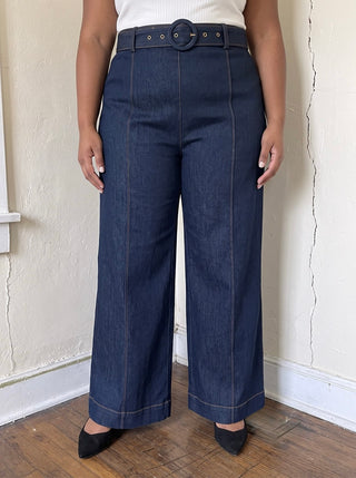 Extended Size Harbor Denim Wide Leg Pants
