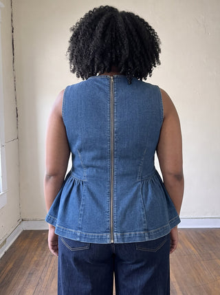 Extended Size Blue Ridge Denim Peplum Top