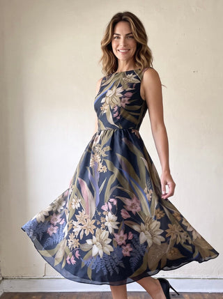 Midnight Garden Midi Dress