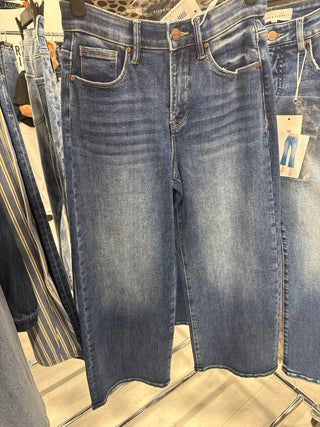 RISEN PBOT extended size high rise crop wide leg jeans with sculpting fit, shown in a natural pose.