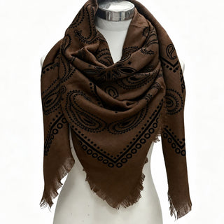 Paisley Wool Scarf | Espresso/Black