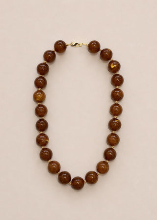 Natural Stone Agate Glass Necklace | Brown