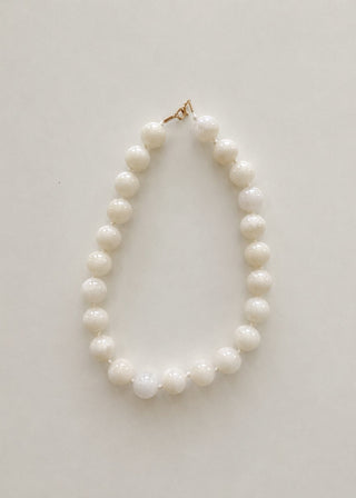 Natural Stone Agate Glass Necklace| Cream 