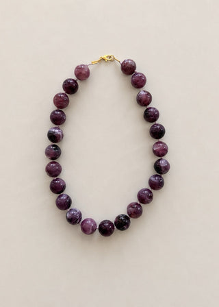 Natural Stone Agate Glass Necklace| Purple 